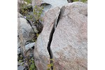 Fire-cracked granite boulder
