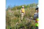 Mine rock waste revegetation on slope