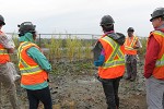 Participants at willow trial on mine waste